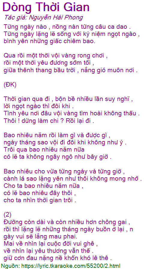 Dòng Thời Gian Lyric