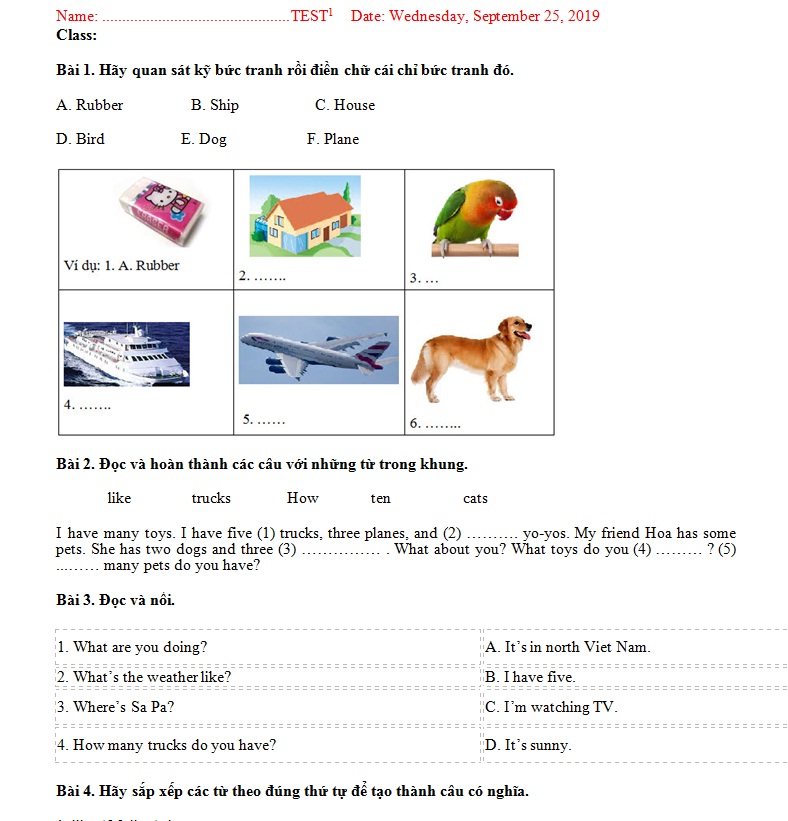 Download Bộ Đề Thi Tiếng Anh Lớp 3 Học Kì 2