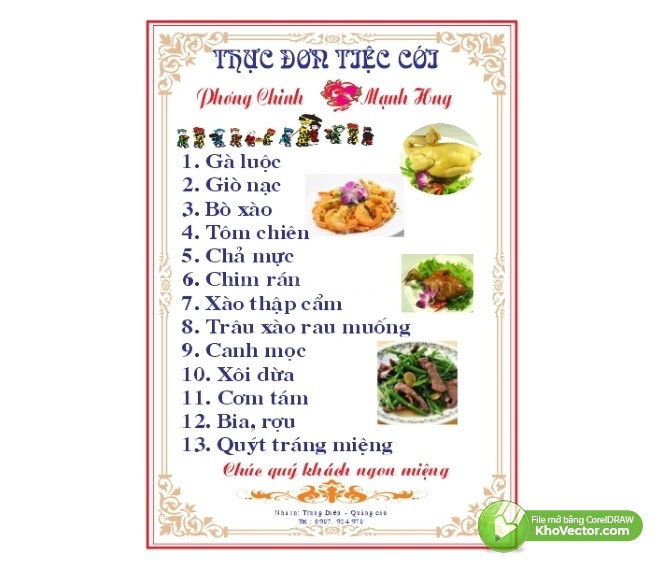 Mẫu Thực Đơn Để Bàn Tiệc Chuẩn, Đầy Đủ Gallery 2