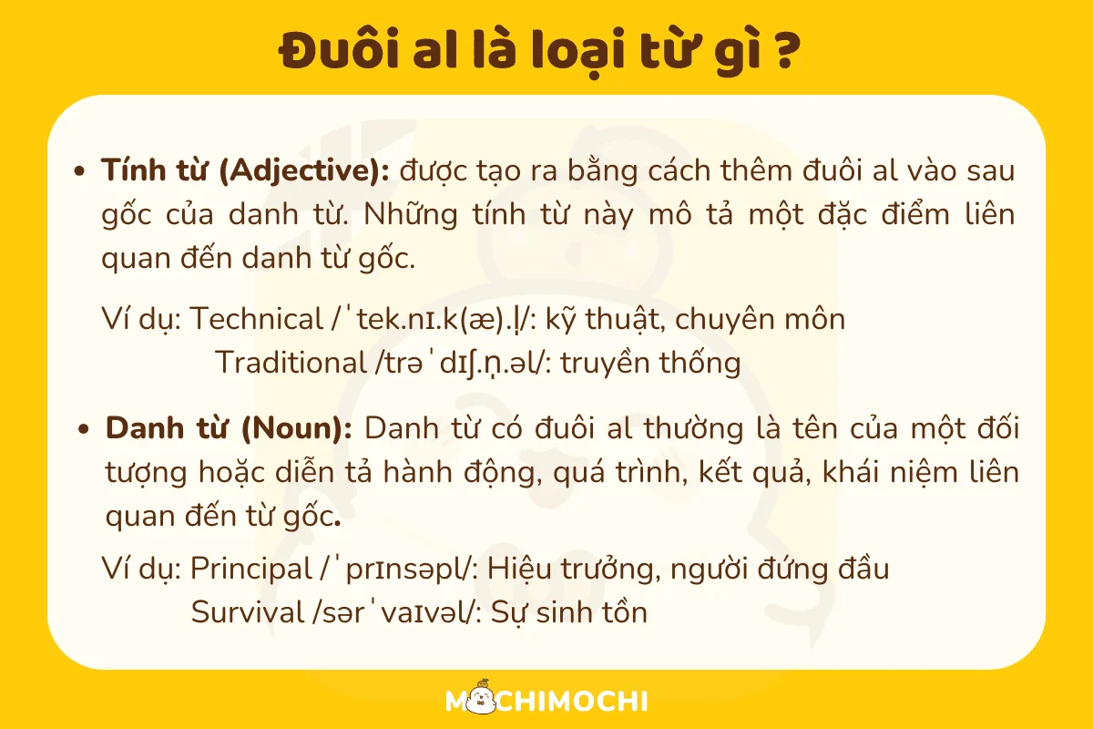 Đuôi AL là loại từ gì?