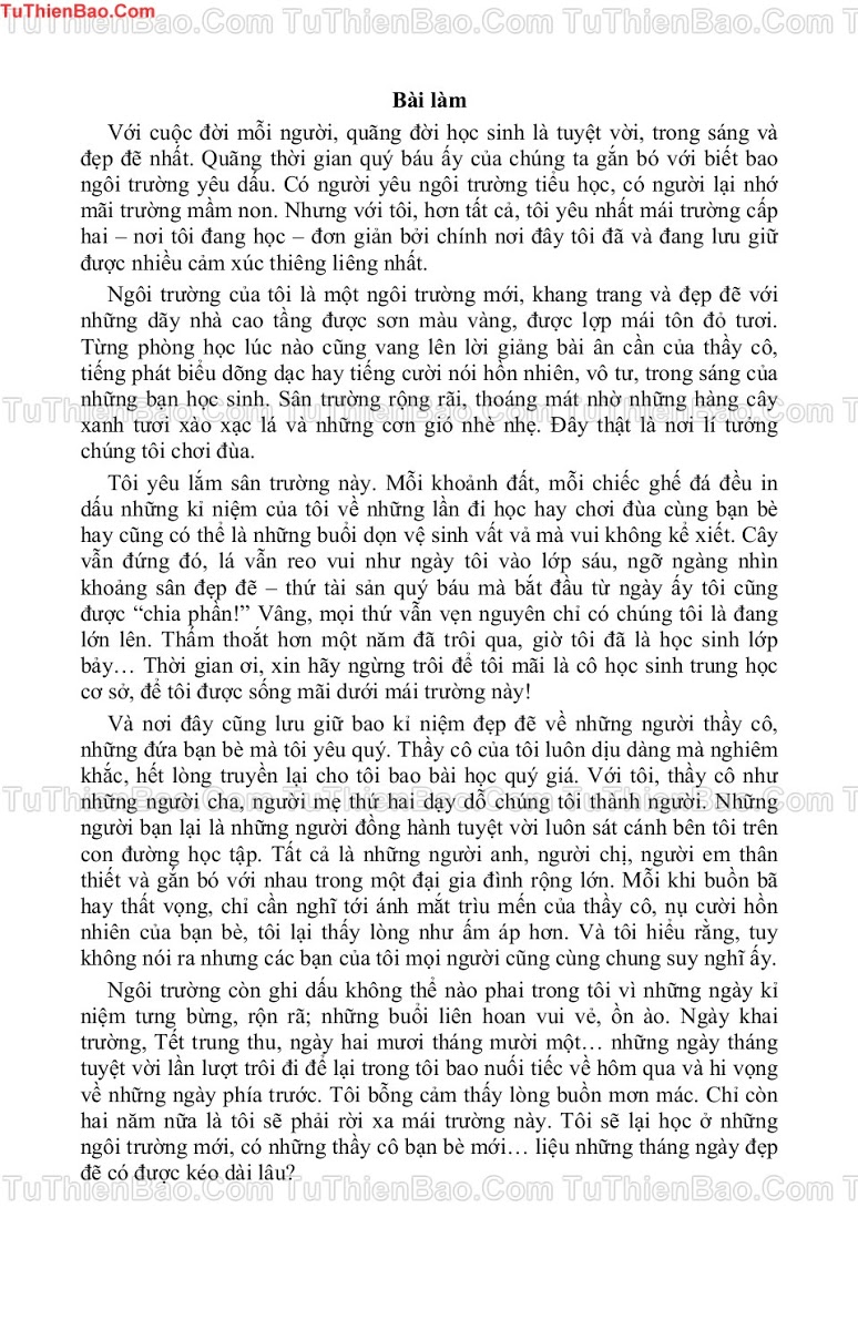 Cảm nghĩ về mái trường của em