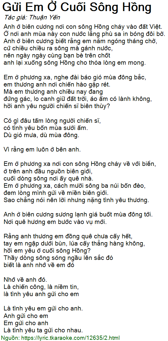 Em ở cuối sông Hồng