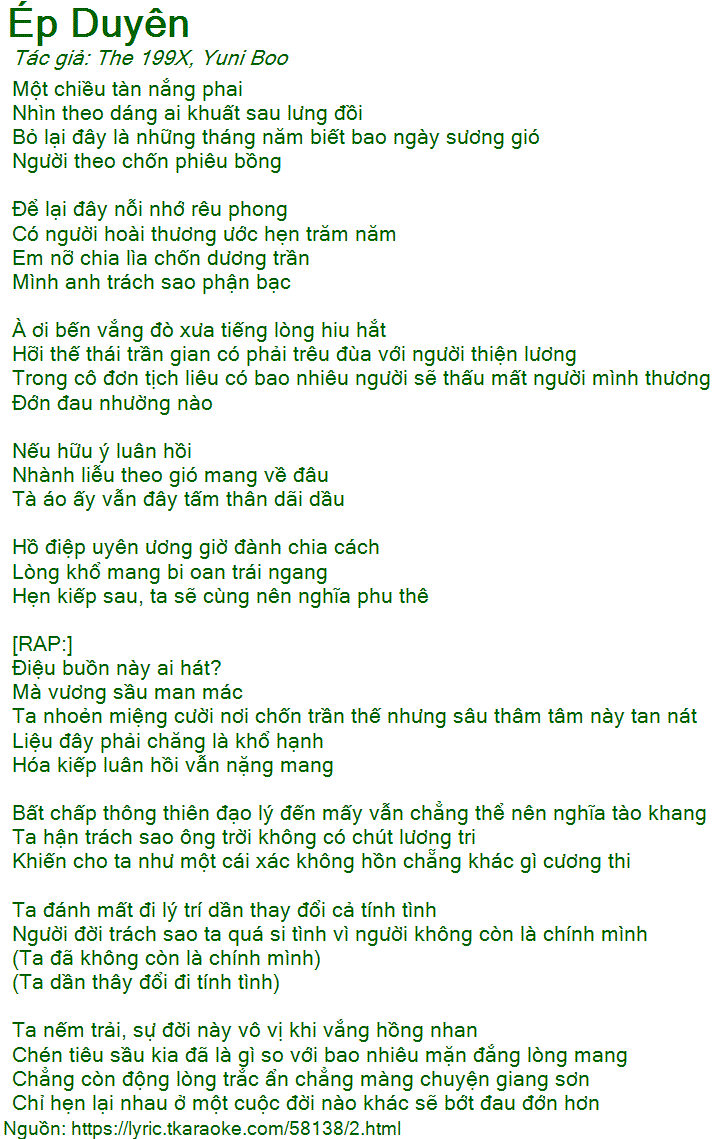 Ép duyên lời bài hát