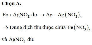 Fe + AgNO3 dư → Phản ứng và sản phẩm