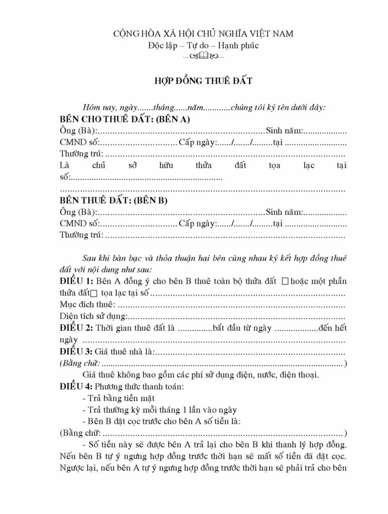 Mẫu Hợp Đồng Thuê Đất: Download File Word Miễn Phí & Hướng Dẫn