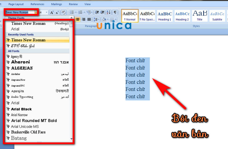 Font Chữ Nét Thanh Nét Đậm Trong Word