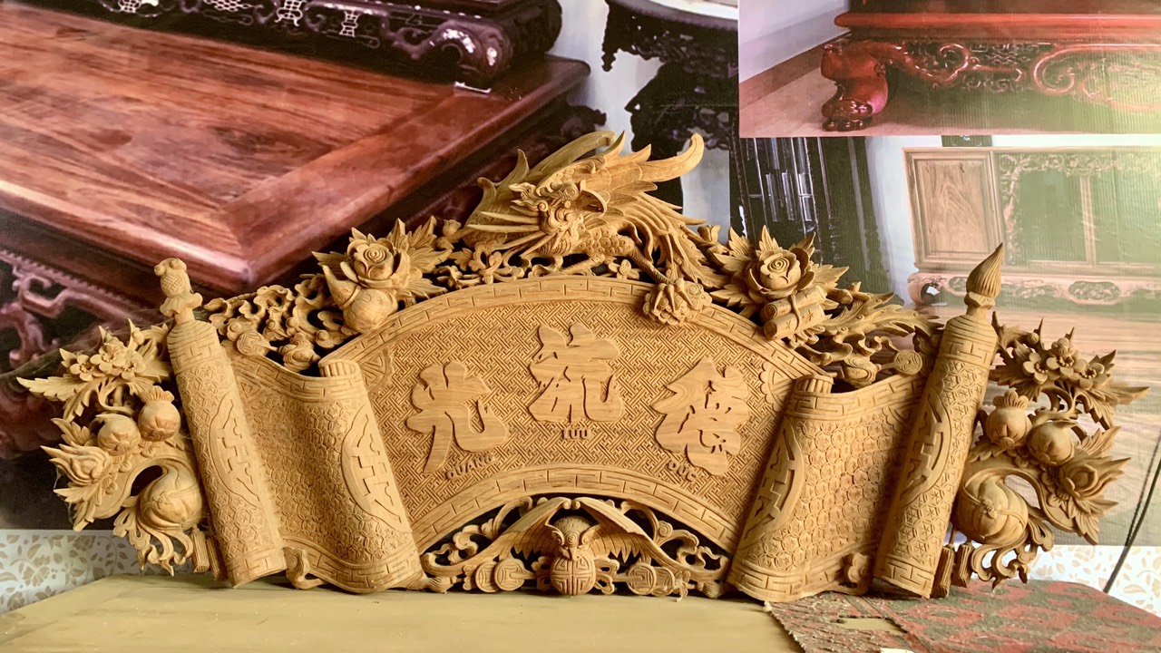 Giá Cuốn Thư Câu Đối Gỗ Mít Gallery 2