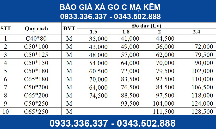 Giá Xà Gồ C