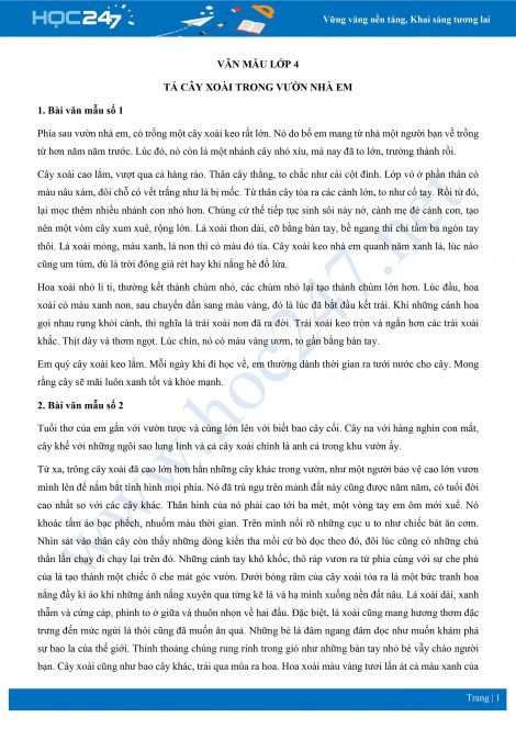 Giải Bài Cây Xoài Lớp 4 Gallery 2