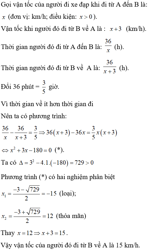Giải Bài Toán Vận Tốc Bằng Cách Lập Phương Trình Lớp 9
