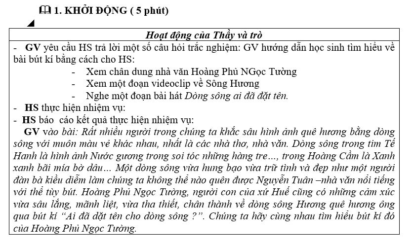 Giáo án Ai đã đặt tên cho dòng sông