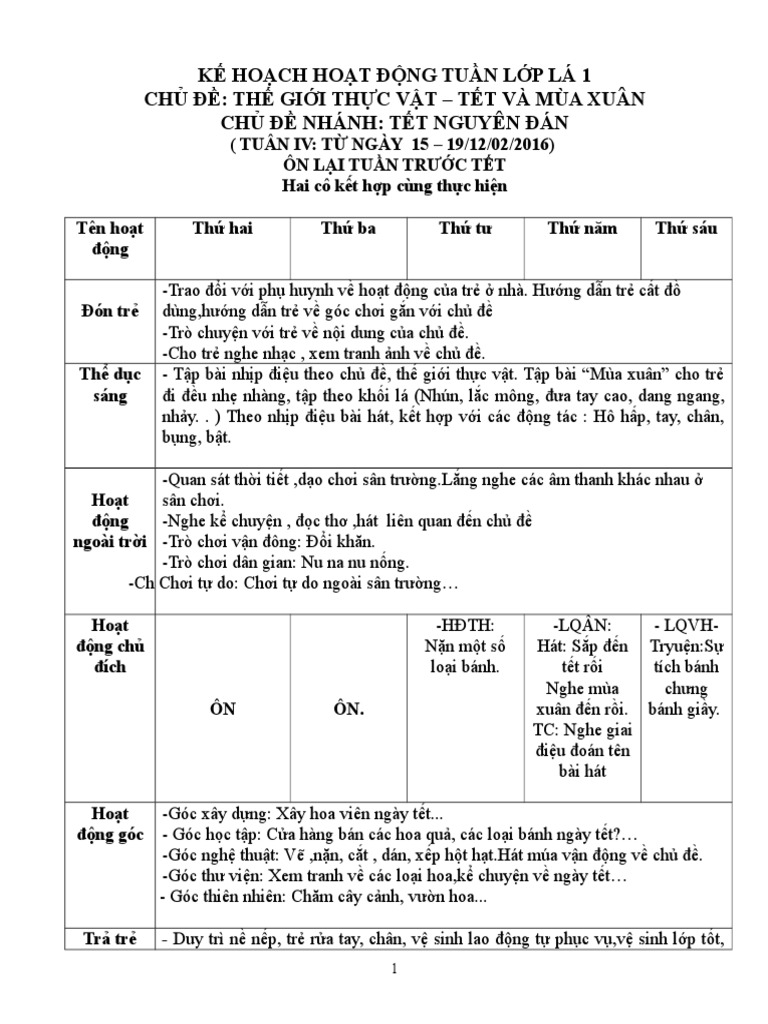 Giáo án Tết và Mùa Xuân cho trẻ 5-6 tuổi