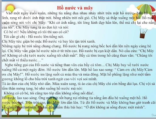 Giáo án Truyện Hồ Nước và Mây