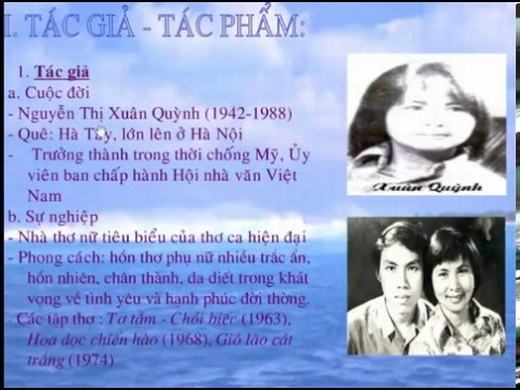Giới thiệu tác giả Xuân Quỳnh và bài thơ Sóng
