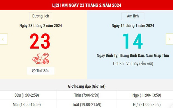 Giờ đẹp hôm nay là gì?