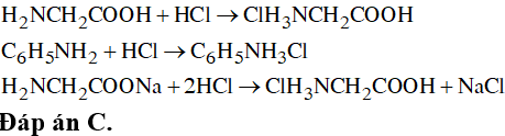 Phản ứng giữa H2NCH2COONA và HCl