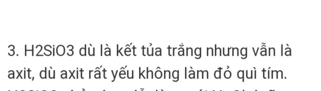 H2SiO3 kết tủa màu gì?