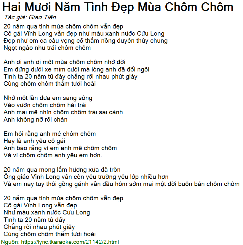 Hai Mươi Năm Tình Đẹp Mùa Chôm Chôm