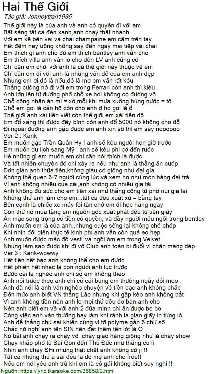 Hai Thế Giới Lời Bài Hát Gallery 1