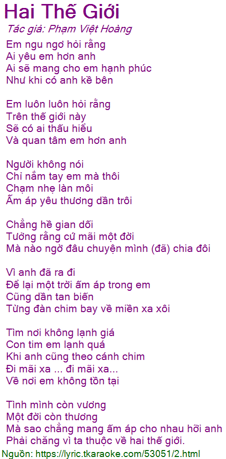 Hai Thế Giới Lời Bài Hát Gallery 2