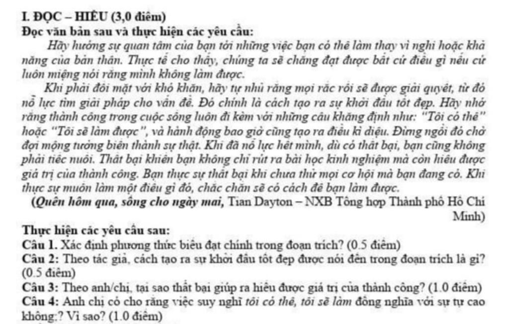 Hãy Hướng Sự Quan Tâm Tới Những Việc Bạn Có Thể Làm Thay Vì Nghi Ngờ Khả Năng Của Bản Thân