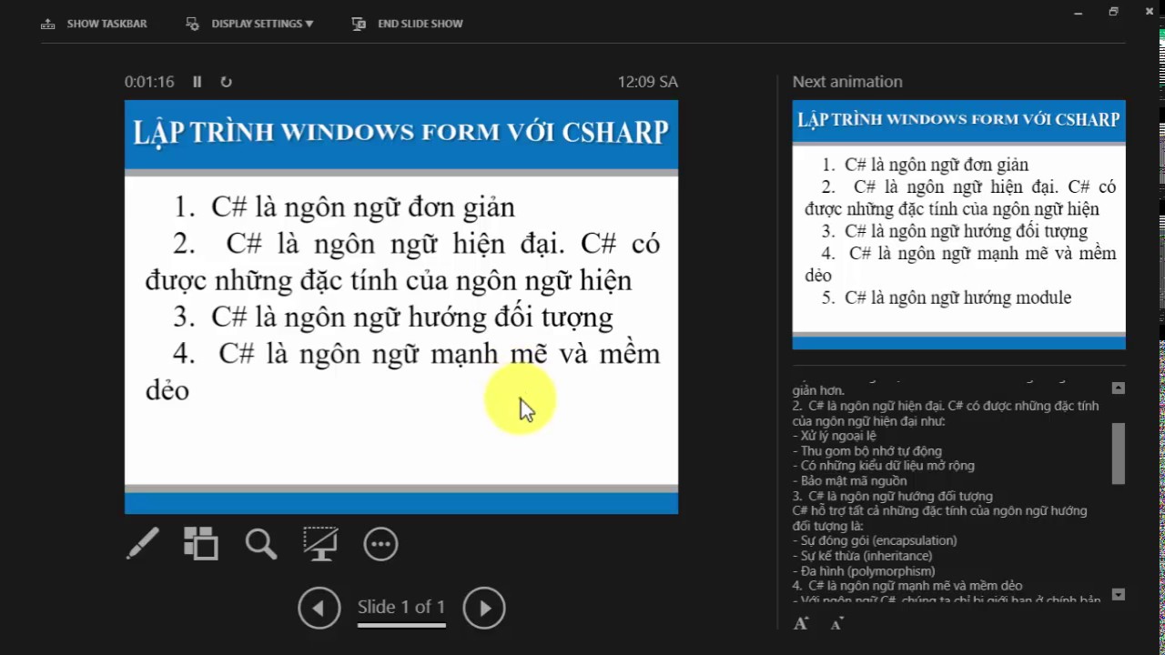 Hiện Ghi Chú Khi Trình Chiếu Powerpoint 2010