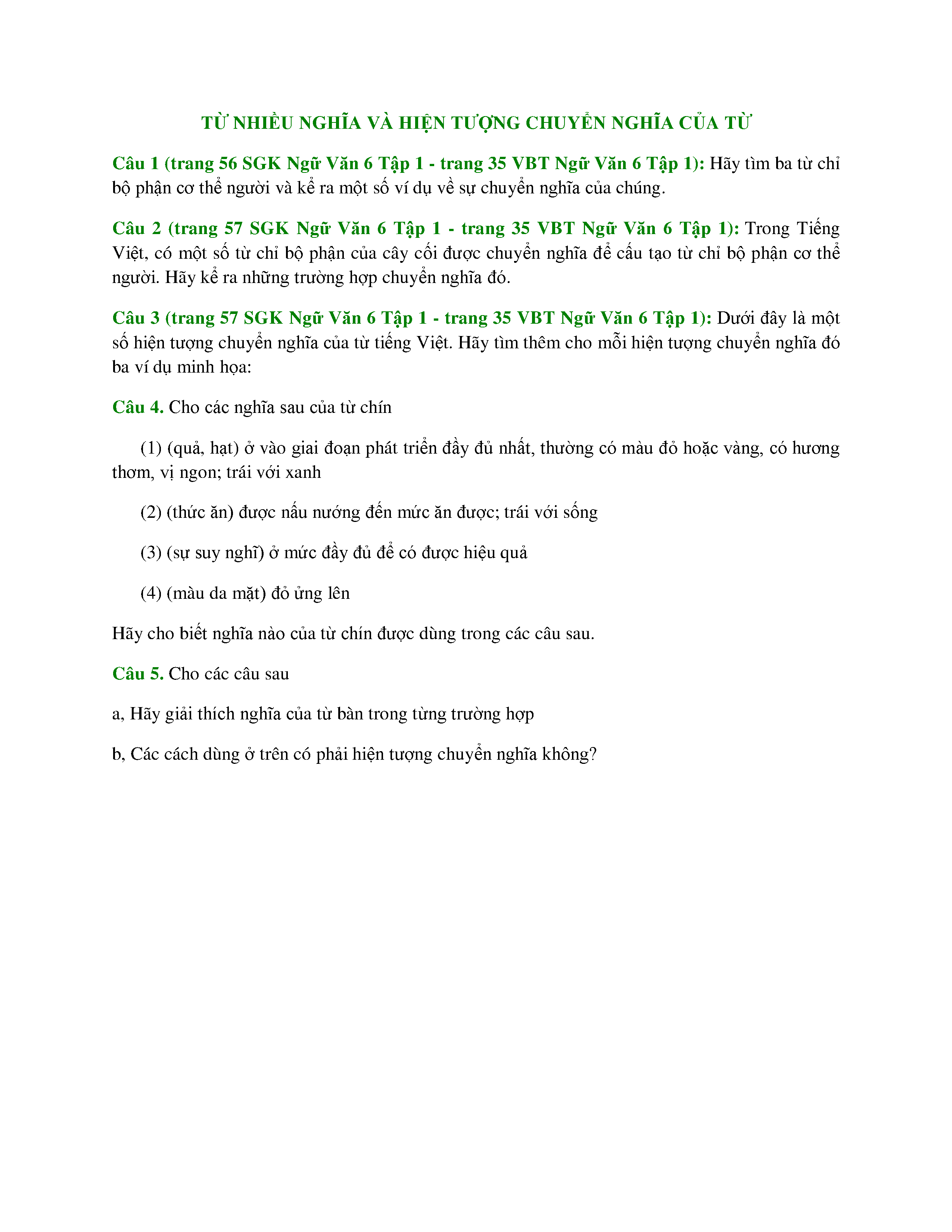 Từ Nhiều Nghĩa và Hiện Tượng Chuyển Nghĩa Của Từ Gallery 2