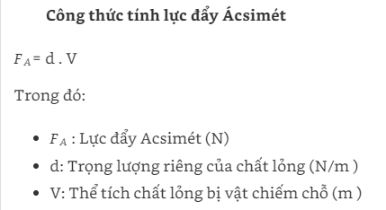 Công thức tính lực đẩy Archimedes Gallery 1