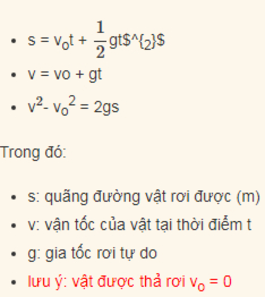 Công thức tính vận tốc rơi tự do Gallery 1