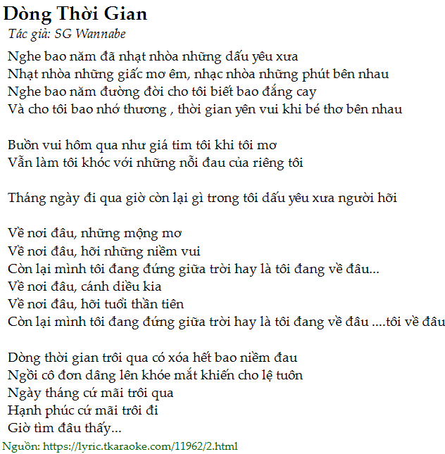 Dòng Thời Gian Lyric Gallery 1