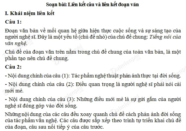Liên kết câu và liên kết đoạn văn trang 42 Gallery 1