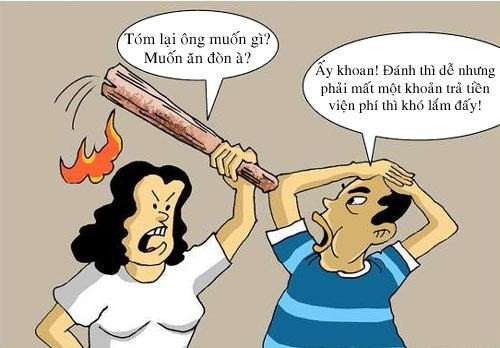Hình ảnh vợ đánh chồng hài hước