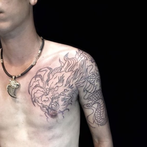 Hình Xăm Rồng Vắt Vai Nhất Cổ