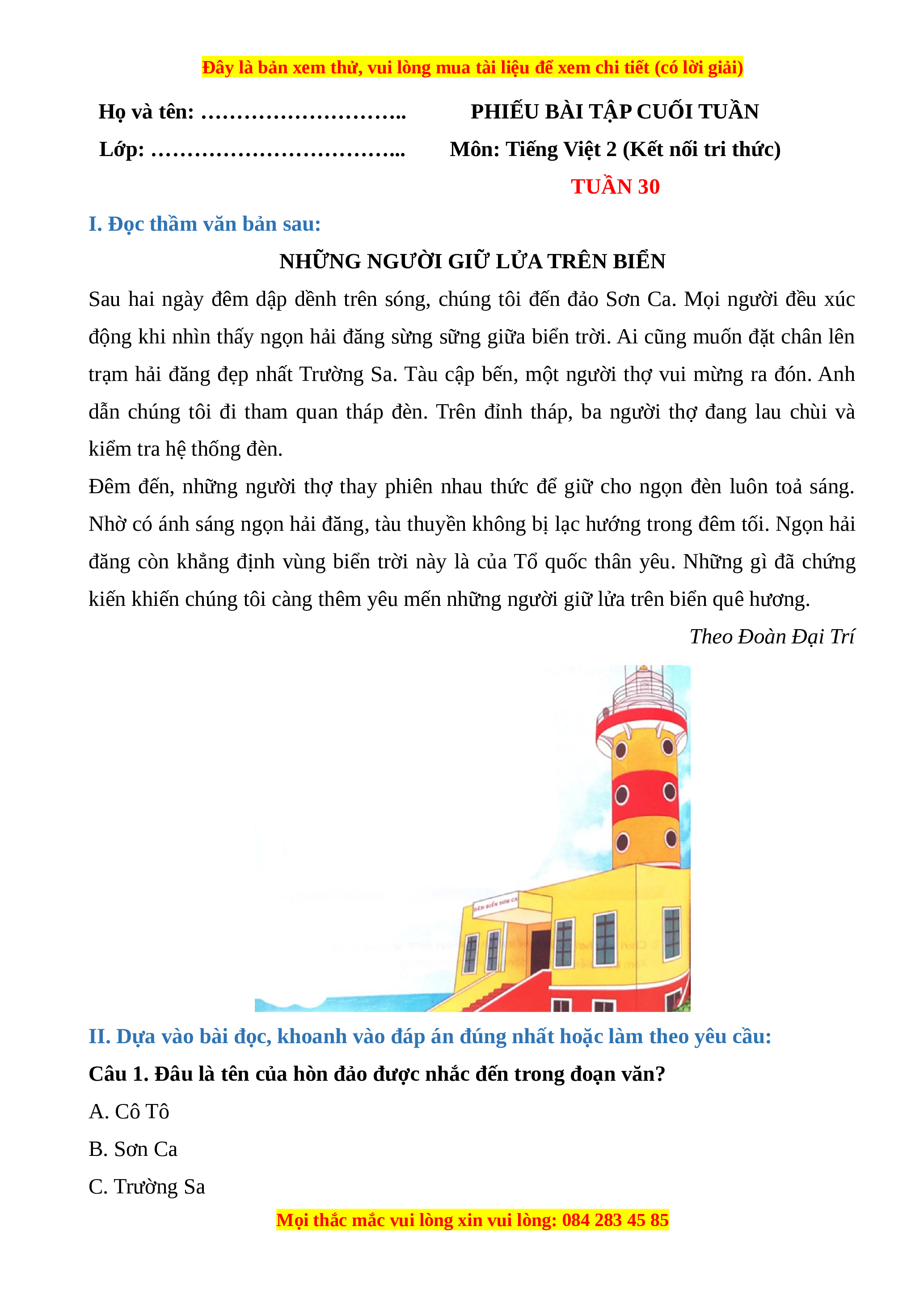 Những người giữ lửa trên biển lớp 2 Gallery 1