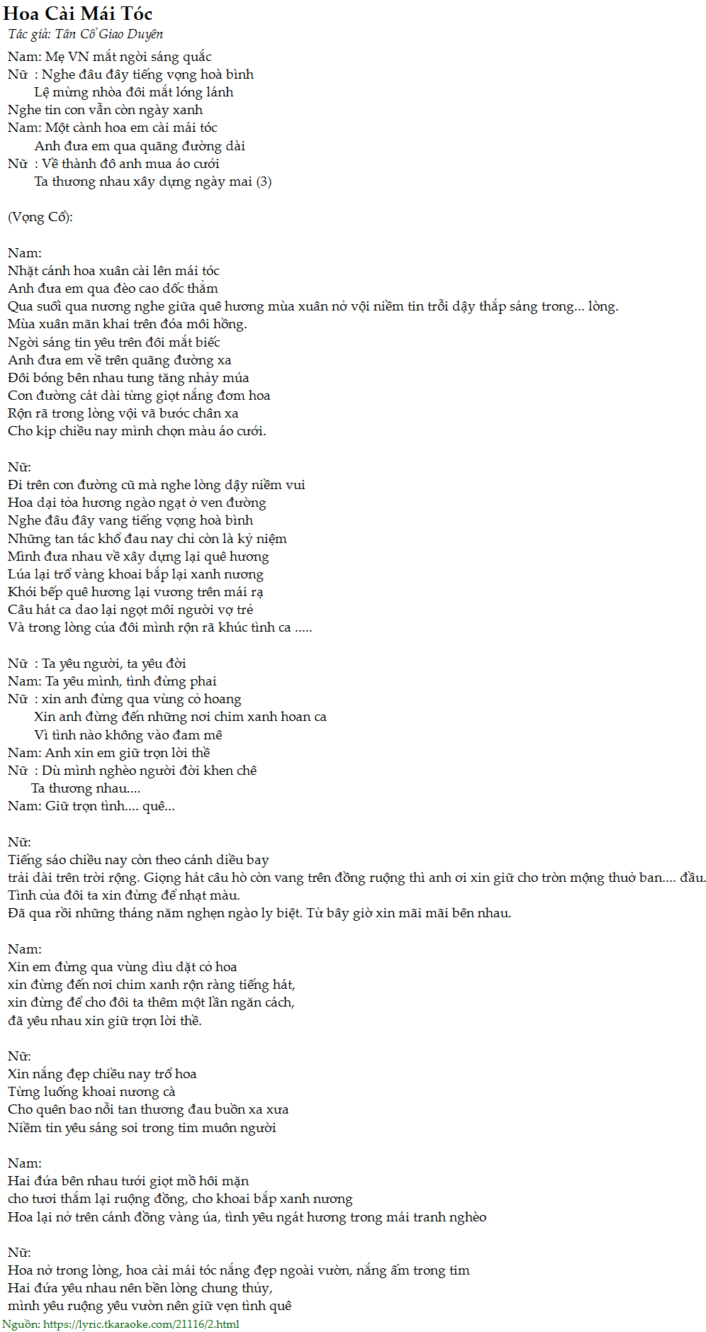 Hoa Cài Mái Tóc Lời Bài Hát Gallery 2