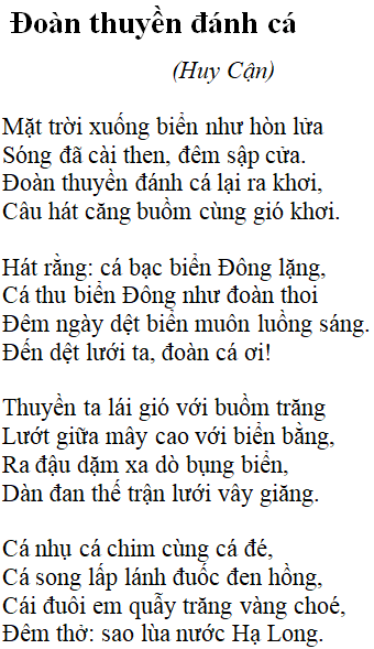 Hoàn cảnh ra đời bài thơ Đoàn thuyền đánh cá