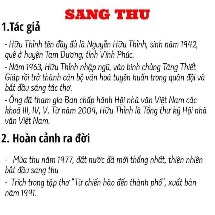 Hoàn cảnh sáng tác bài Sang Thu