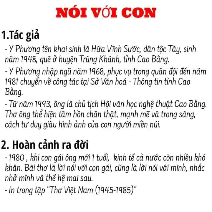 Hoàn cảnh sáng tác bài thơ "Nói với con"