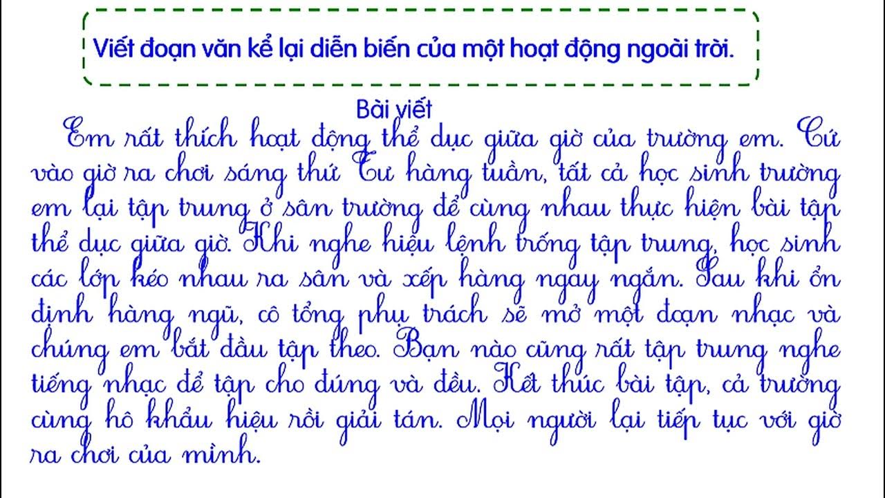 Viết đoạn văn kể về hoạt động ngoài trời lớp 3 Gallery 1
