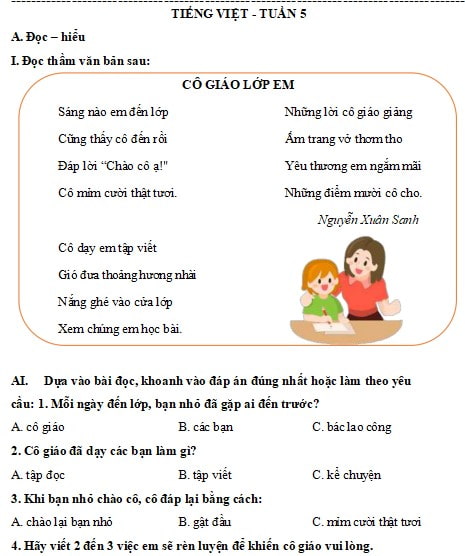 Phiếu Bài Tập Cuối Tuần Tiếng Việt Lớp 2 Kết Nối Tri Thức Gallery 1