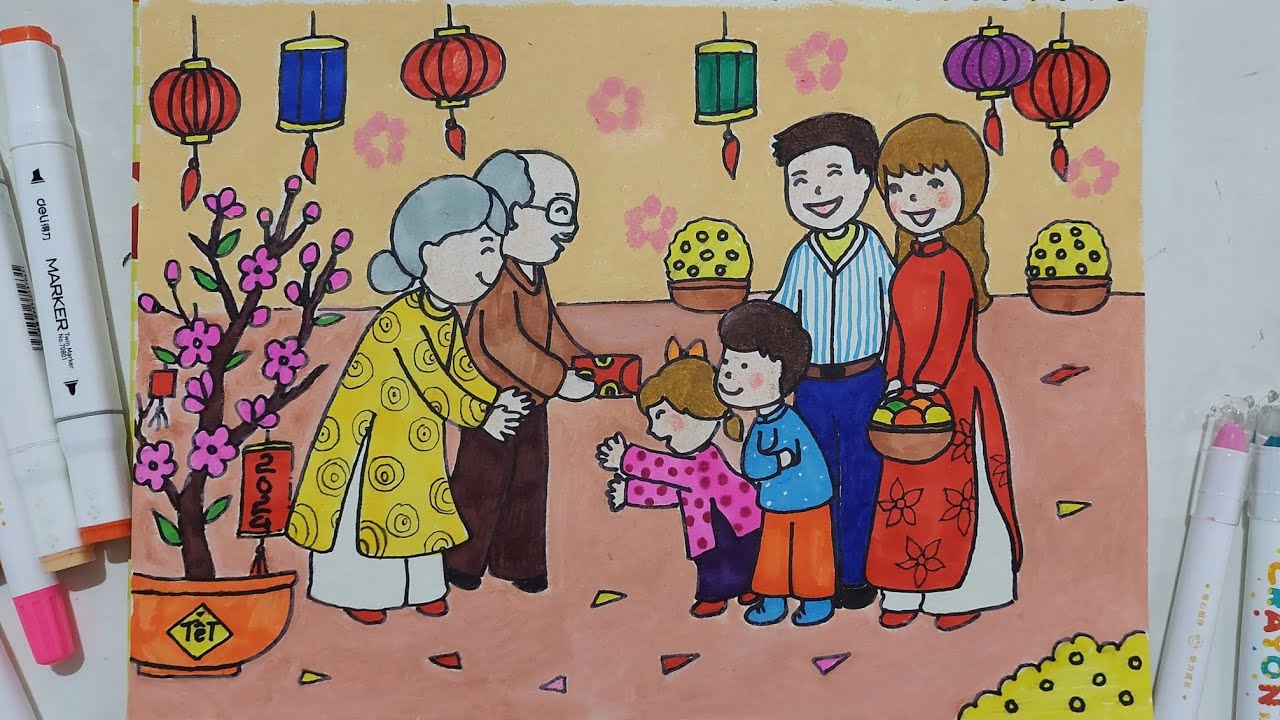 Vẽ Tranh Đề Tài Tết: Hướng Dẫn, Ý Tưởng & Mẫu Tranh Đẹp Gallery 2