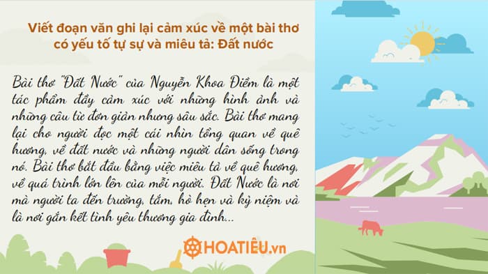 Viết đoạn văn ghi lại cảm xúc về một bài thơ có yếu tố tự sự và miêu tả lớp 6 Gallery 1