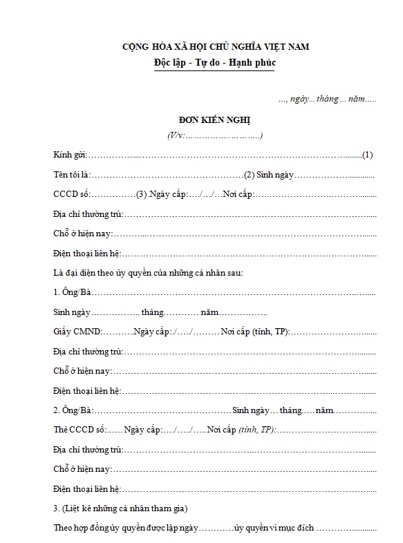 Mẫu đơn kiến nghị, phản ánh và hướng dẫn viết Gallery 2
