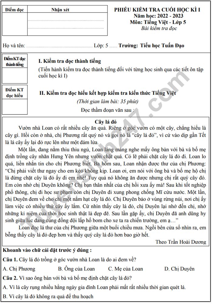 Chuẩn kiến thức và kỹ năng Tiếng Việt lớp 5 Gallery 1