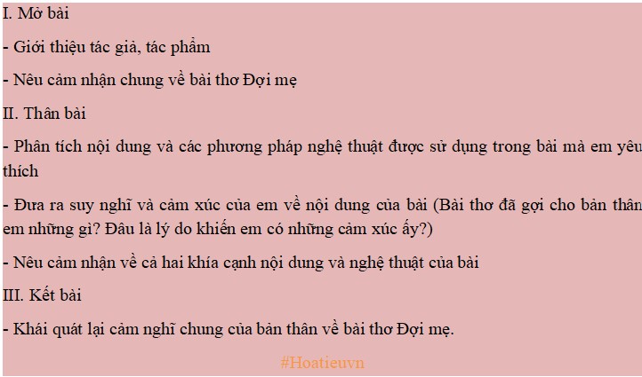 Dàn ý bài thơ Đợi Mẹ Gallery 1