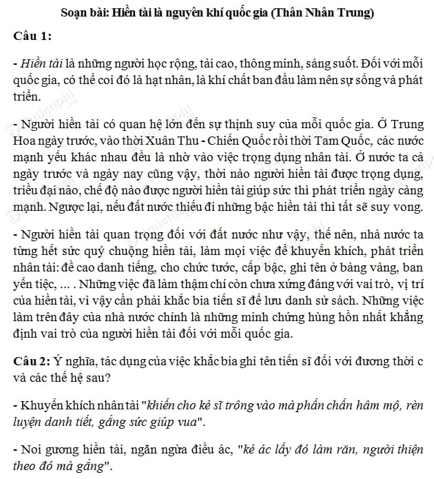 Soạn Văn 10: Hiền Tài Là Nguyên Khí Quốc Gia Gallery 1