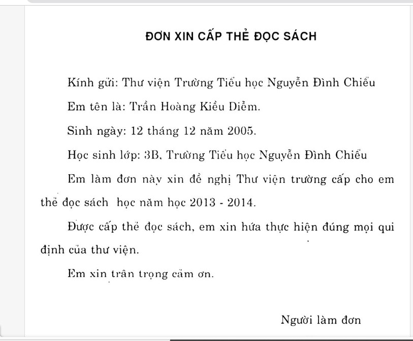 Đơn Xin Cấp Thẻ Thư Viện Gallery 1