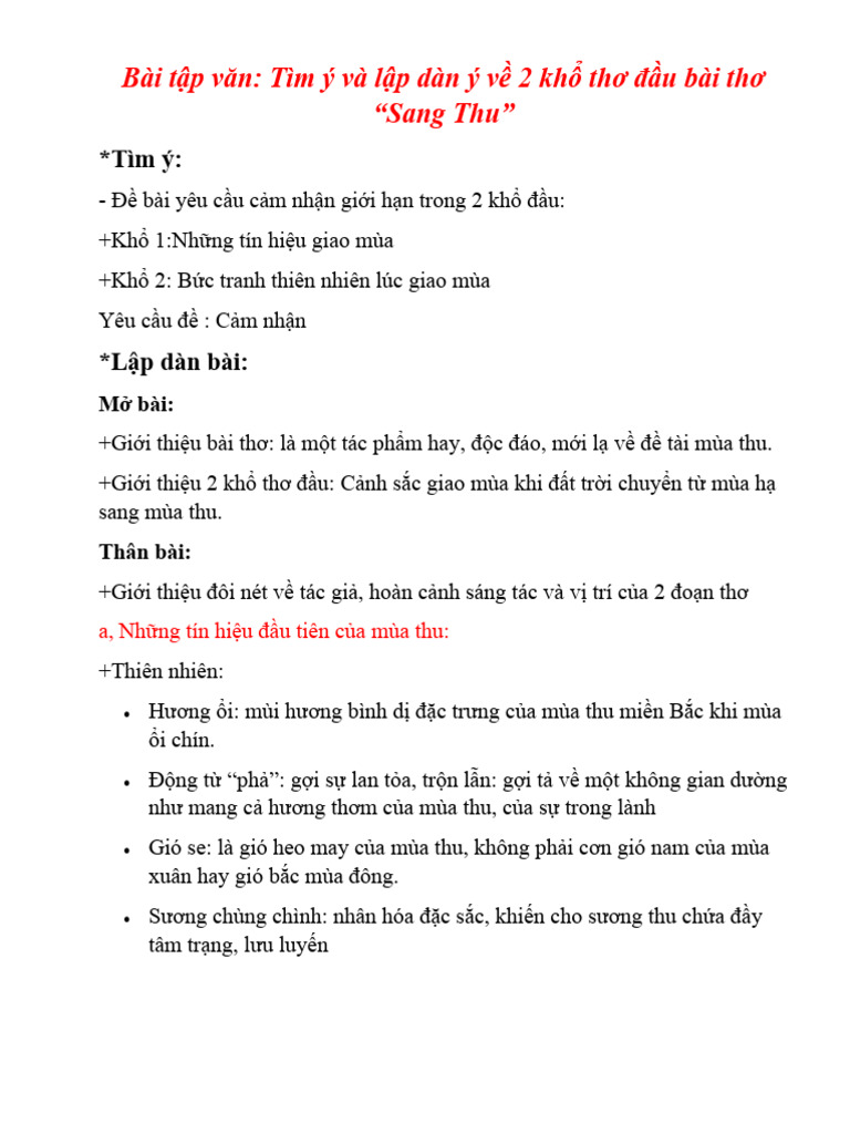 Dàn Ý Chi Tiết Bài Văn Sang Thu Gallery 1
