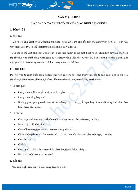 Lập Dàn Ý Tả Cảnh Công Viên Lớp 5 Gallery 1