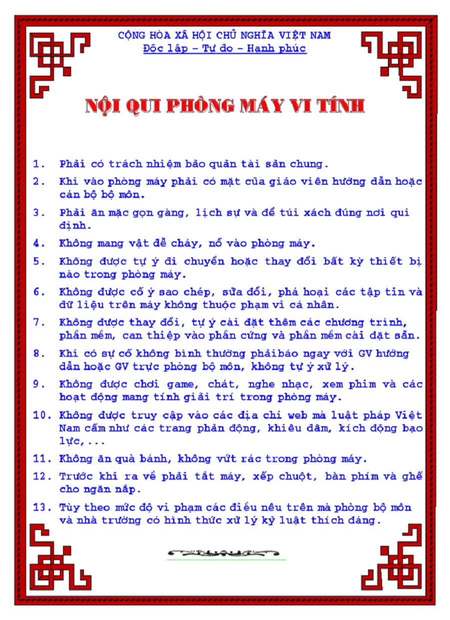 Nội Quy Căn Tin Trường Học Gallery 1